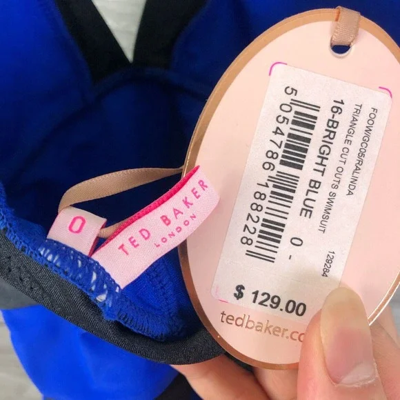 TED BAKER RALINDA TRIANGLE CUT ONE PIECE HALTER NWT BRIGHT BLUE Sz. 2 $129 - Picture 9 of 10